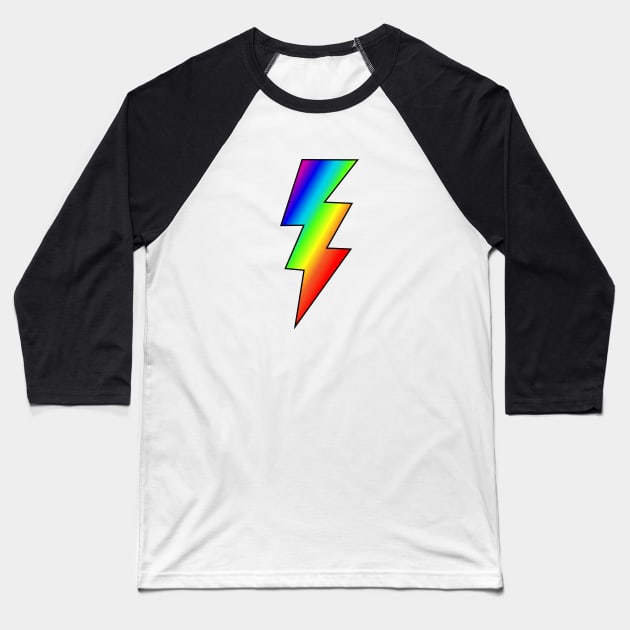 Rainbow Lightening Bolt Baseball T-Shirt by Tameink